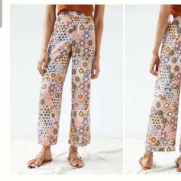 Anthropologie Wide Straight Leg Geometric Pants - Picture 1 of 9
